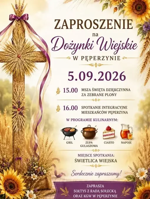 Dożynki w Pęperzynie: Msza dziękczynna i spotkanie integracyjne