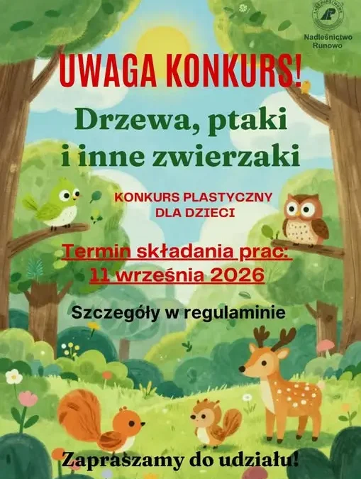 Konkurs plastyczny „Drzewa, ptaki i inne zwierzaki” – przedłużony termin składania prac do 11 września