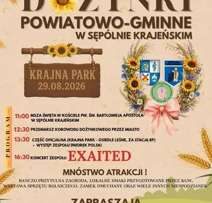 Dożynki Powiatowo-Gminne w Sępólnie Krajeńskim – zaproszenie na 29 sierpnia