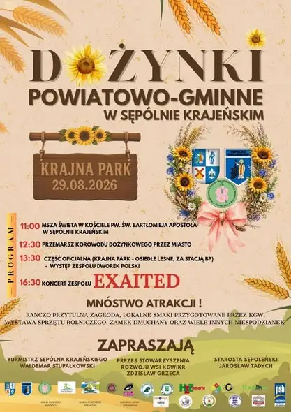 Dożynki Powiatowo-Gminne w Sępólnie Krajeńskim – zaproszenie na 29 sierpnia
