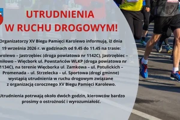 XV Bieg Pamięci Karolewo – Więcbork: utrudnienia w ruchu 19 września