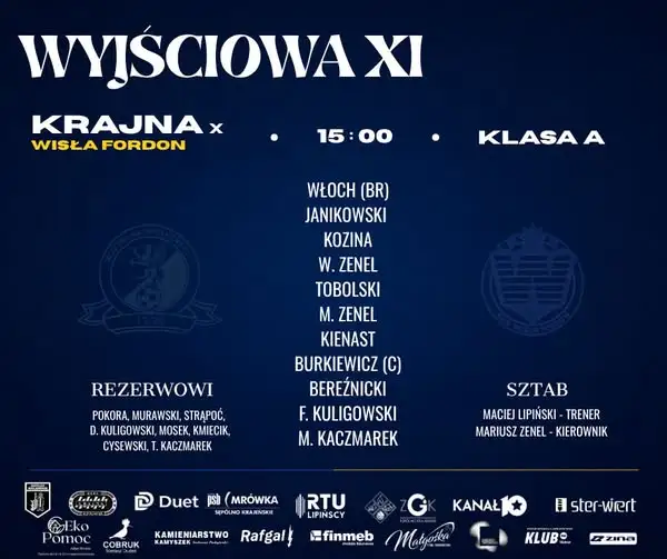MLKS Krajna Sępólno zagra na wyjeździe z Wisłą Fordon. Transmisja online o 15:00
