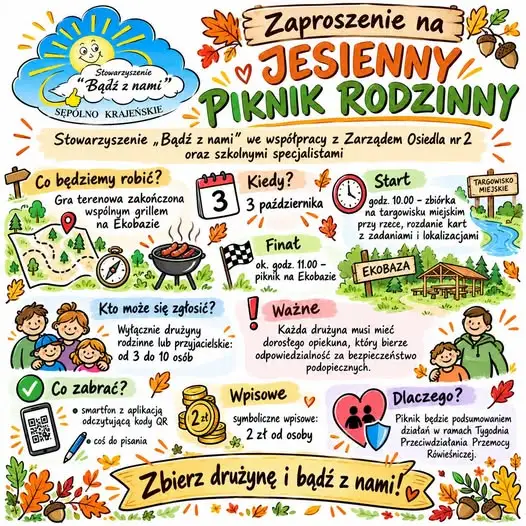 Jesienna gra terenowa i piknik rodzinny w Sępólnie Krajeńskim – zaproszenie na 3 października