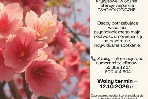 Bezpłatna pomoc psychologiczna w Punkcie Interwencji Kryzysowej w Sośnie