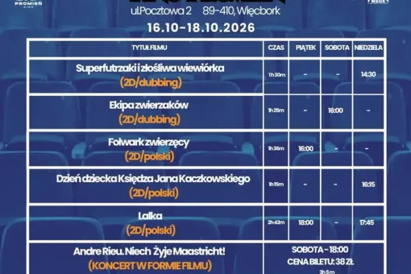 Kino Promień w Wiecborku zaprasza na filmowy weekend – sprawdź repertuar 16–18 października