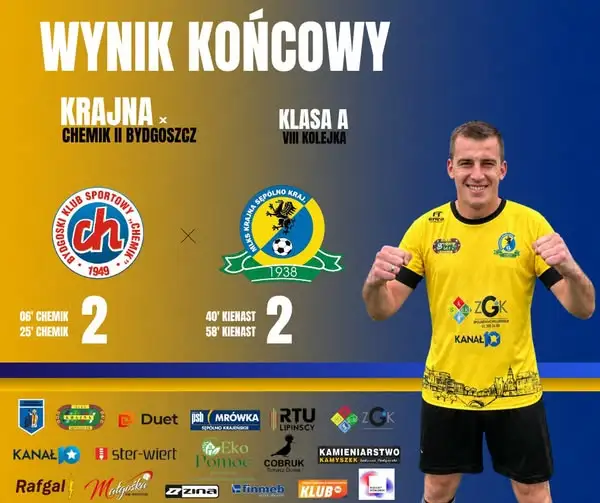 MLKS Krajna Sępólno remisuje z liderem A-klasy 2:2