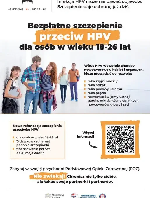 Bezpłatne szczepienia przeciw HPV dla mieszkańców powiatu sępoleńskiego