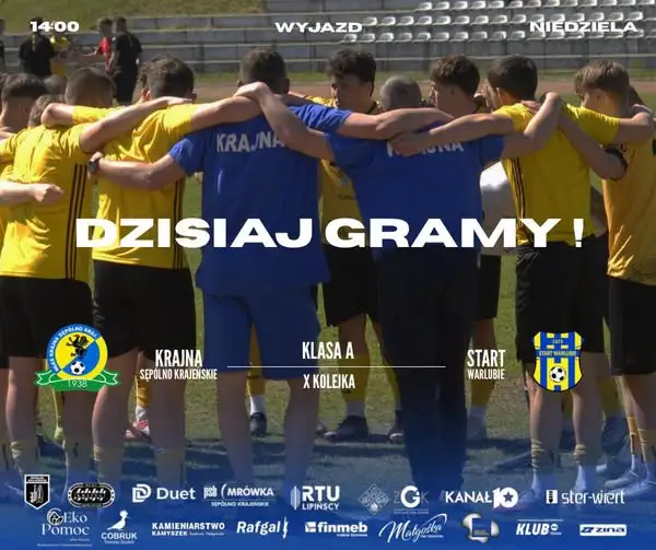 MLKS Krajna Sępólno gra dziś na wyjeździe ze Startem Warlubie w X kolejce A-klasy