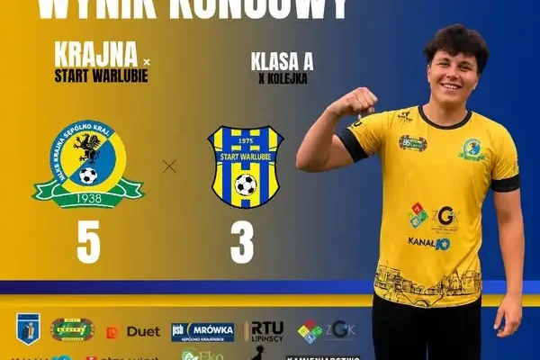 MLKS Krajna Sępólno wygrywa 5:3 ze Startem Warlubie w X kolejce A-klasy